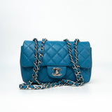 CHANEL Handbag BLUE MINI RECTANGULAR CAVIAR QUILTED SINGLE FLAP SILVER HARDWARE - Redeluxe