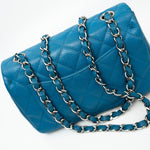 CHANEL Handbag BLUE MINI RECTANGULAR CAVIAR QUILTED SINGLE FLAP SILVER HARDWARE - Redeluxe
