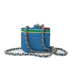 CHANEL Handbag Blue Multicolor Tweed Coco AirPods Case Necklace - Redeluxe