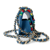 CHANEL Handbag Blue Multicolor Tweed Coco AirPods Case Necklace - Redeluxe