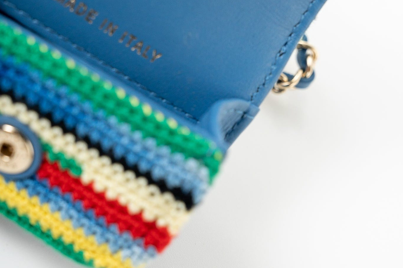 CHANEL Handbag Blue Multicolor Tweed Coco AirPods Case Necklace - Redeluxe
