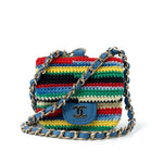 CHANEL Handbag Blue Multicolor Tweed Coco AirPods Case Necklace - Redeluxe