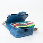 CHANEL Handbag Blue Multicolor Tweed Coco AirPods Case Necklace - Redeluxe