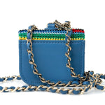 CHANEL Handbag Blue Multicolor Tweed Coco AirPods Case Necklace - Redeluxe