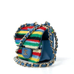 CHANEL Handbag Blue Multicolor Tweed Coco AirPods Case Necklace - Redeluxe
