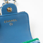 CHANEL Handbag Blue Multicolor Tweed Coco AirPods Case Necklace - Redeluxe