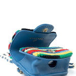 CHANEL Handbag Blue Multicolor Tweed Coco AirPods Case Necklace - Redeluxe