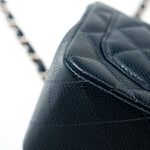 CHANEL Handbag Blue Navy Blue Caviar Quilted Mini Square Single Flap Silver Hardware - Redeluxe