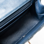 CHANEL Handbag Blue Navy Blue Caviar Quilted Mini Square Single Flap Silver Hardware - Redeluxe