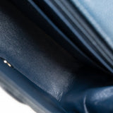 CHANEL Handbag Blue Navy Blue Caviar Quilted Mini Square Single Flap Silver Hardware - Redeluxe