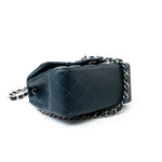 CHANEL Handbag Blue Navy Blue Caviar Quilted Mini Square Single Flap Silver Hardware - Redeluxe