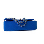 CHANEL Handbag Blue Royal Blue Lambskin Quilted Classic Flap Medium Silver Hardware - Redeluxe