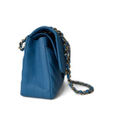 CHANEL Handbag Blue Sky Blue Caviar Chevron Classic Flap Small Light Gold Hardware - Redeluxe