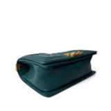 CHANEL Handbag Boy / Green 18B Dark Turquoise Caviar Quilted Boy Bag Old Medium Antique Gold Hardware - Redeluxe