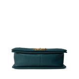 CHANEL Handbag Boy / Green 18B Dark Turquoise Caviar Quilted Boy Bag Old Medium Antique Gold Hardware - Redeluxe