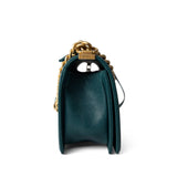 CHANEL Handbag Boy / Green 18B Dark Turquoise Caviar Quilted Boy Bag Old Medium Antique Gold Hardware - Redeluxe