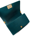 CHANEL Handbag Boy / Green 18B Dark Turquoise Caviar Quilted Boy Bag Old Medium Antique Gold Hardware - Redeluxe