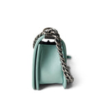 CHANEL Handbag Boy / Green 20C Tiffany Blue Caviar Chevron Small Boy Bag Ruthenium Hardware - Redeluxe