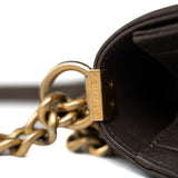 CHANEL Handbag Brown 18A Taupe/ Khaki Brown Caviar Quilted Old Medium Boy Bag Antique Gold Hardware - Redeluxe