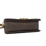 CHANEL Handbag Brown 18A Taupe/ Khaki Brown Caviar Quilted Old Medium Boy Bag Antique Gold Hardware - Redeluxe