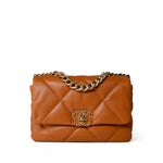 CHANEL Handbag Brown 21A Light Brown Lambskin Quilted 19 Flap Small Mixed Hardware - Redeluxe