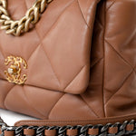CHANEL Handbag Brown 21P Large Caramel Lambskin Quilted 19 Flap Mixed Hardware - Redeluxe