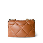 CHANEL Handbag Brown 22A Caramel Lambskin Quilted Small 19 Flap Mixed Hardware - Redeluxe