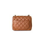 CHANEL Handbag Brown 22S Caramel Lambskin Quilted Mini Square Flap Light Gold Hardware - Redeluxe