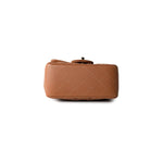 CHANEL Handbag Brown 22S Caramel Lambskin Quilted Mini Square Flap Light Gold Hardware - Redeluxe
