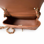 CHANEL Handbag Brown 22S Caramel Lambskin Quilted Mini Square Flap Light Gold Hardware - Redeluxe