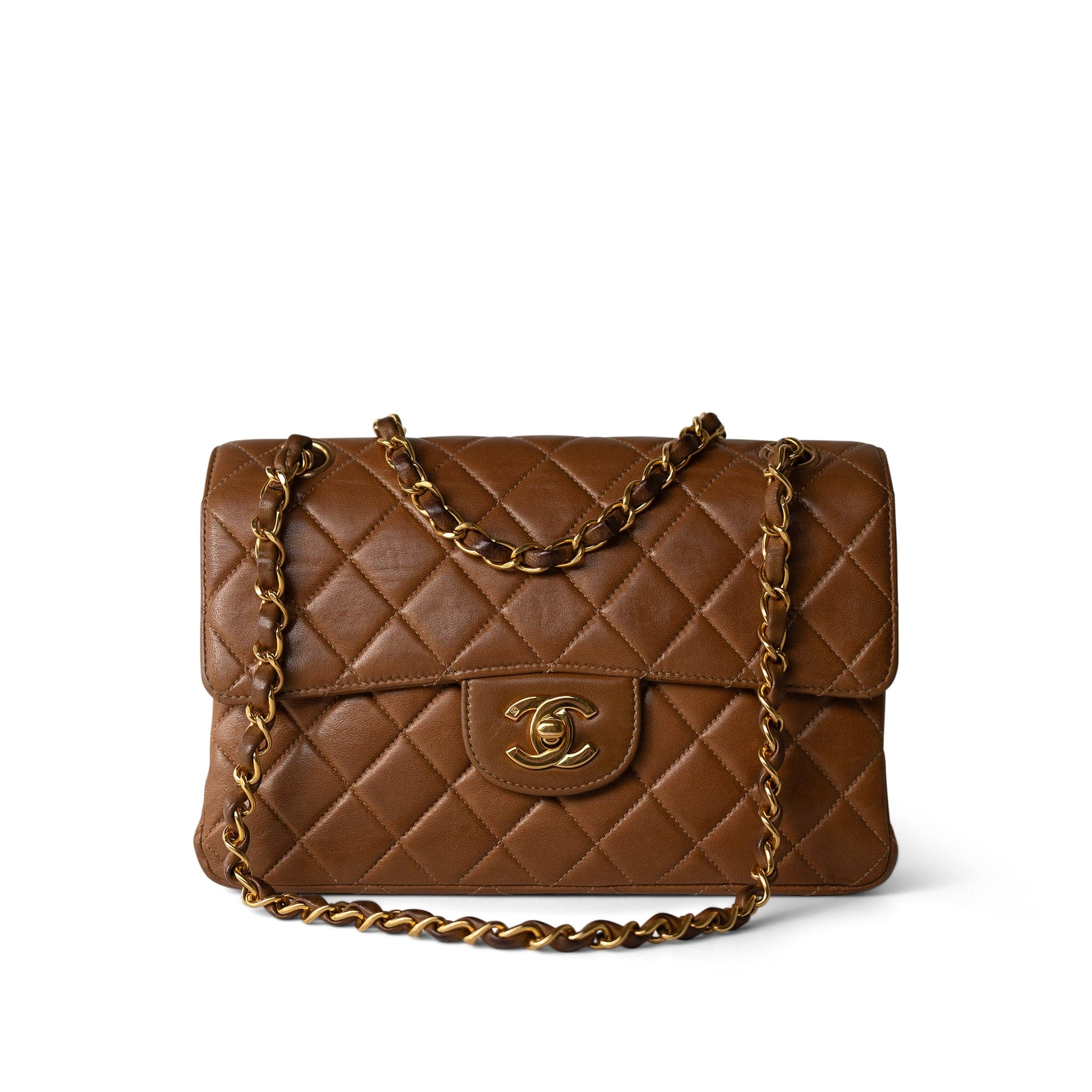 Brown Lambskin Double Faced Flap Bag Gold Hardware – REDELUXE