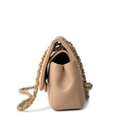 CHANEL Handbag Brown Lambskin Quilted A Real Catch Flap Bag Beige Aged Gold Hardware - Redeluxe
