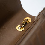 CHANEL Handbag Brown Taupe Caviar Chevron Maxi Single Flap 24K Gold Hardware - Redeluxe