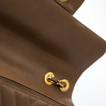CHANEL Handbag Brown Taupe Caviar Chevron Maxi Single Flap 24K Gold Hardware - Redeluxe