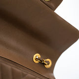 CHANEL Handbag Brown Taupe Caviar Chevron Maxi Single Flap 24K Gold Hardware - Redeluxe