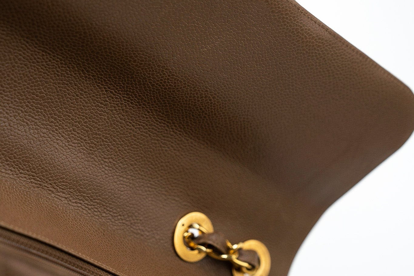 CHANEL Handbag Brown Taupe Caviar Chevron Maxi Single Flap 24K Gold Hardware - Redeluxe