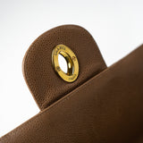 CHANEL Handbag Brown Taupe Caviar Chevron Maxi Single Flap 24K Gold Hardware - Redeluxe