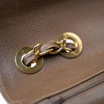 CHANEL Handbag Brown Taupe Caviar Chevron Maxi Single Flap 24K Gold Hardware - Redeluxe
