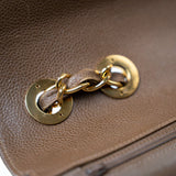 CHANEL Handbag Brown Taupe Caviar Chevron Maxi Single Flap 24K Gold Hardware - Redeluxe