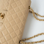 CHANEL Handbag Brown Vintage Beige Lambskin Quilted Classic Flap Medium GHW - Redeluxe