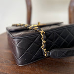 CHANEL Handbag Brown Vintage Black / Dark Brown Lambskin Quilted Square CC Flap GHW - Redeluxe