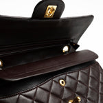 CHANEL Handbag Brown Vintage Brown Lambskin Quilted Classic Flap Small GHW - Redeluxe