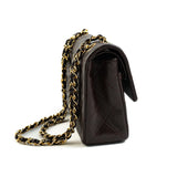 CHANEL Handbag Brown Vintage Brown Lambskin Quilted Classic Flap Small GHW - Redeluxe
