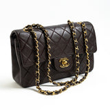CHANEL Handbag Brown Vintage Brown Lambskin Quilted Classic Flap Small GHW - Redeluxe