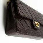CHANEL Handbag Brown Vintage Brown Lambskin Quilted Classic Flap Small GHW - Redeluxe