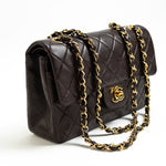 CHANEL Handbag Brown Vintage Brown Lambskin Quilted Classic Flap Small GHW - Redeluxe