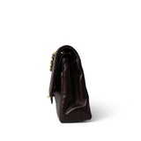 CHANEL Handbag Brown Vintage Chocolate Lambskin Chevron Classic Flap Medium Gold Hardware - Redeluxe