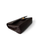 CHANEL Handbag Brown Vintage Chocolate Lambskin Chevron Classic Flap Medium Gold Hardware - Redeluxe