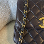 CHANEL Handbag Brown Vintage Lambskin Quilted Square Classic GHW (Shoulder Bag) - Redeluxe