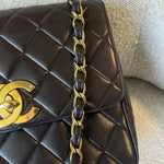 CHANEL Handbag Brown Vintage Lambskin Quilted Square Classic GHW (Shoulder Bag) - Redeluxe